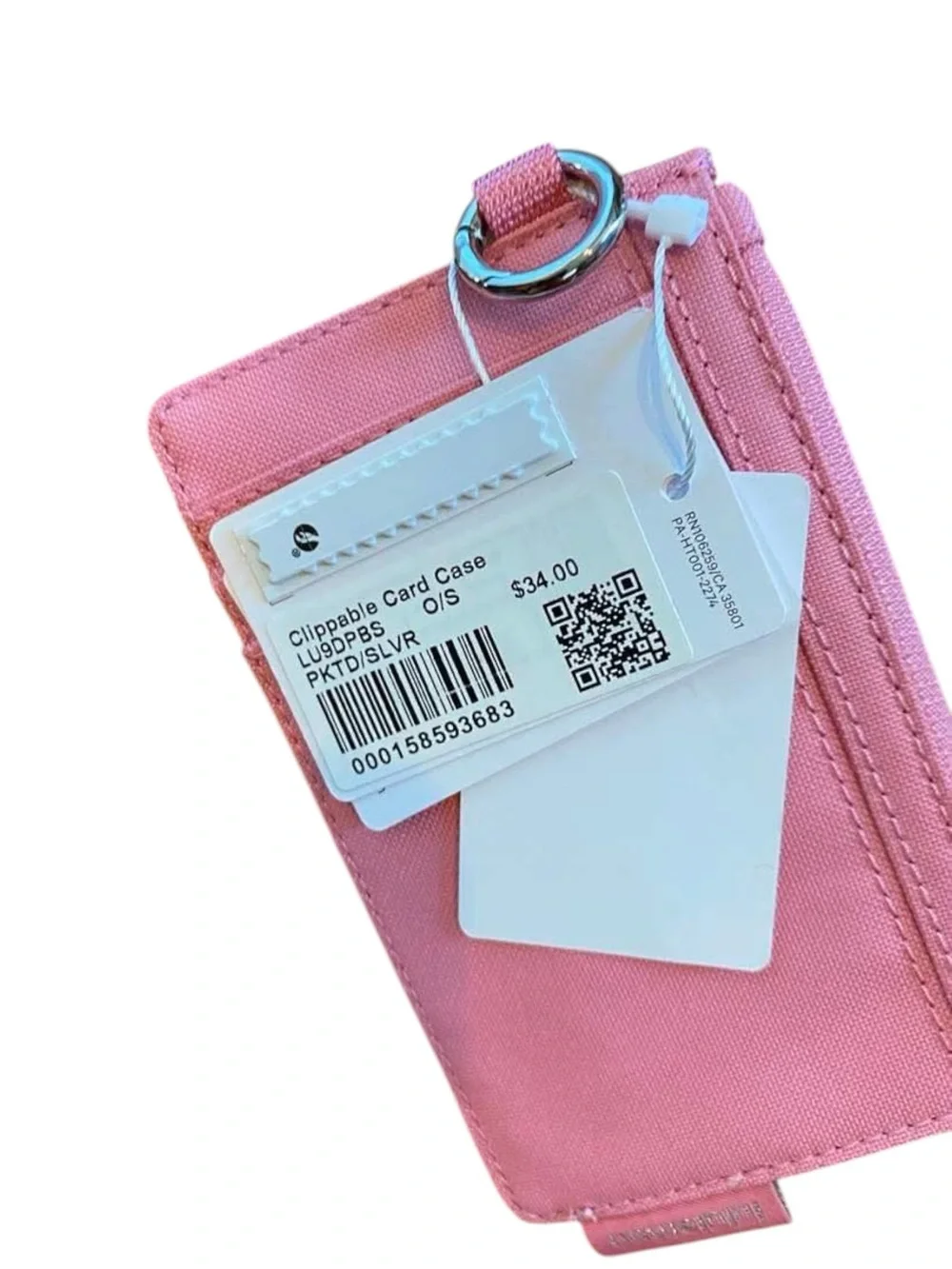 NWT Lululemon Clippable Card Case PINK TIDE/SILVER